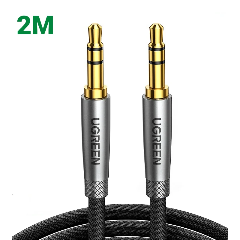 Ugreen 70899 2M 2 đầu 3.5mm dương màu Đen Cáp âm thanh cao cấp AV150