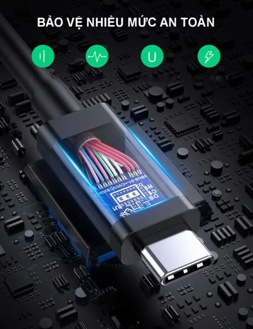 Ugreen 70952 2M 40Gbps 100W USB 3.1 cáp USB type C Thunderbolt 3 hỗ trợ PD màu đen US341