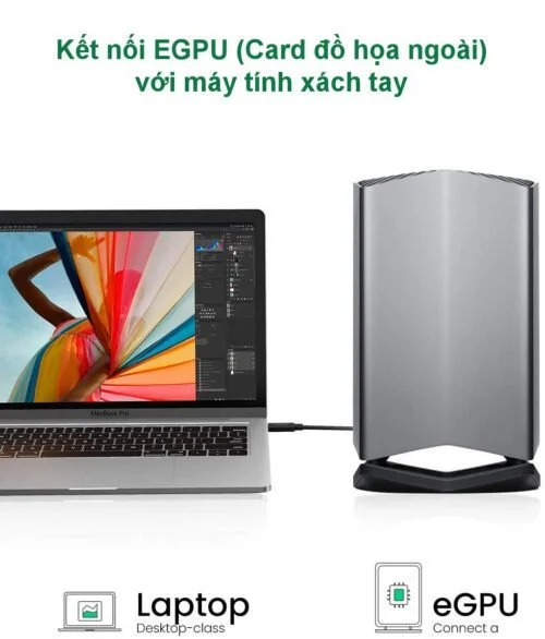 Ugreen 80324 0.5M 40Gbps 100W USB 3.1 cáp USB type C Thunderbolt 3 hỗ trợ PD màu đen US341 — ảnh 3