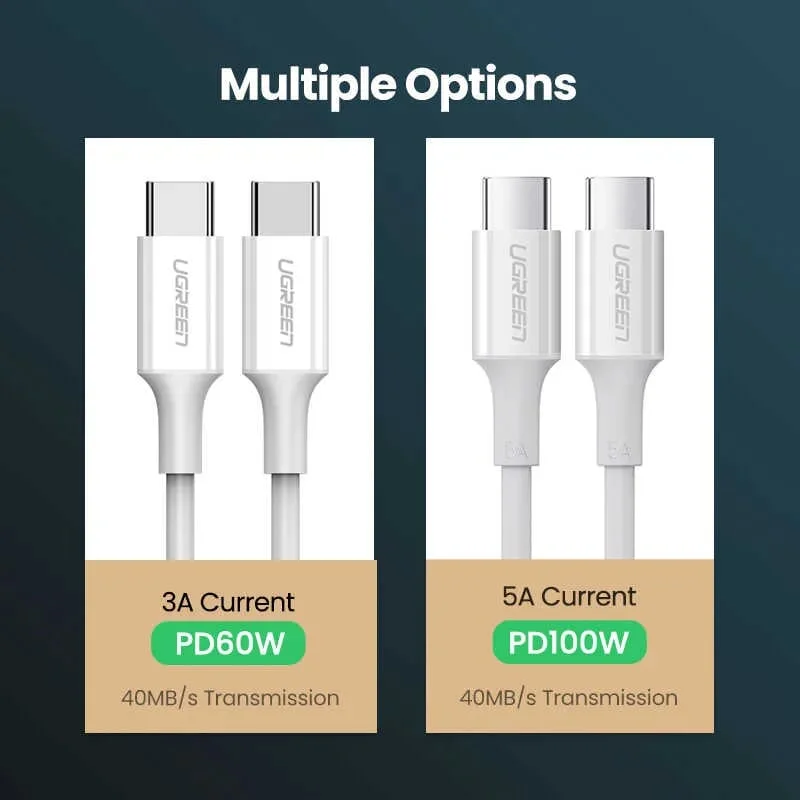 Ugreen 60551 1m 5A cáp usb type c revolution 2.0 vỏ abs màu trắng US300