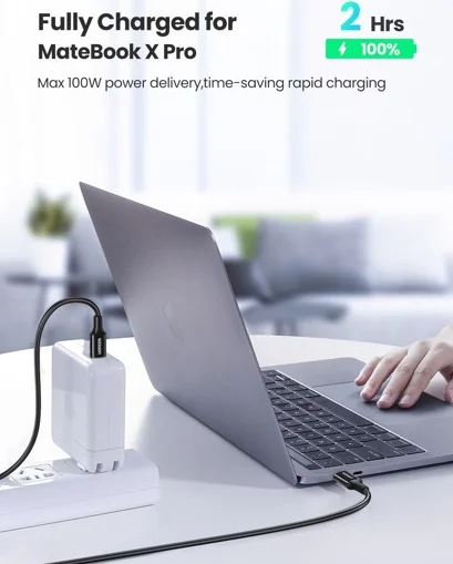 Ugreen 80371 1M 100W màu đen Cáp sạc nhanh và truyền dữ liệu 2 đầu USB type C Us300 — ảnh 6