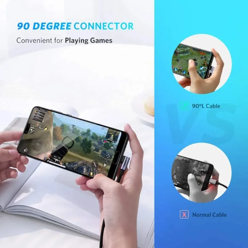 Ugreen 80714 3M 60W bẻ góc 90 độ hỗ trợ sạc nhanh PD cáp USB type C màu đen mạ nickel đầu bọc nhôm US255 — ảnh 3