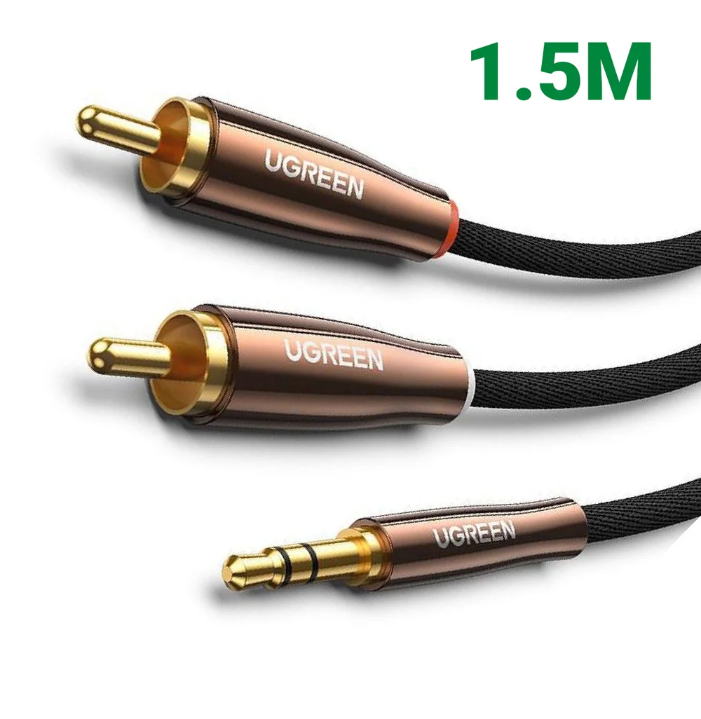 Ugreen 80846 1.5M Màu Đen Đầu cáp Màu Nâu Cáp chuyển đổi âm thanh 3.5mm sang 2 cổng RCA AV170