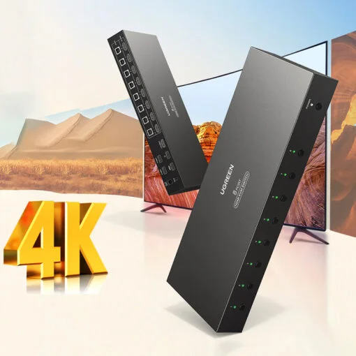 Ugreen 80963 4K 60Hz 5M Bộ chuyển tín hiệu 8 CPU dùng 1 Màn hình cổng HDMI KVM Switch USB kèm dây USB-B hổ trợ hot key cm546 — ảnh 2