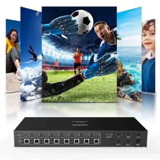 Ugreen 80963 4K 60Hz 5M Bộ chuyển tín hiệu 8 CPU dùng 1 Màn hình cổng HDMI KVM Switch USB kèm dây USB-B hổ trợ hot key cm546 — ảnh 4