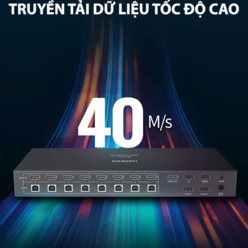 Ugreen 80963 4K 60Hz 5M Bộ chuyển tín hiệu 8 CPU dùng 1 Màn hình cổng HDMI KVM Switch USB kèm dây USB-B hổ trợ hot key cm546