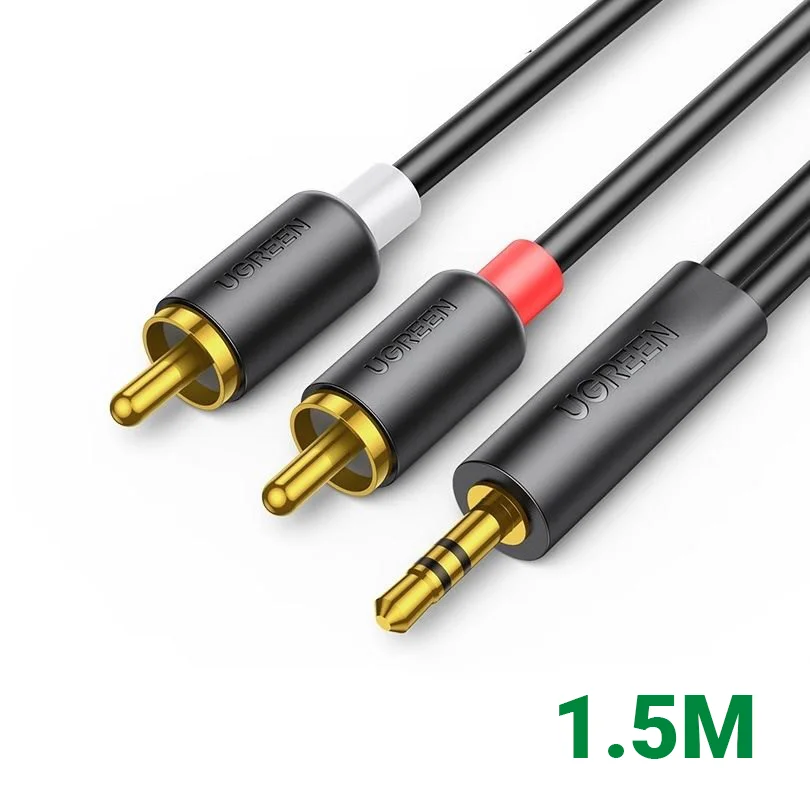 Ugreen 90246 1.5M Cáp 3.5mm sang 2 đầu RCA đầu mạ vàng 24k AV195