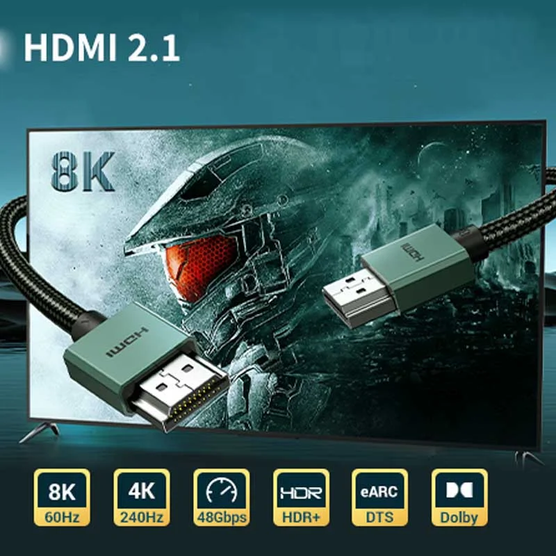 Ugreen 90382 1M Slim 8K Cáp HDMI chuẩn 2.1 bọc nhôm, bện dù HD155 — ảnh 4