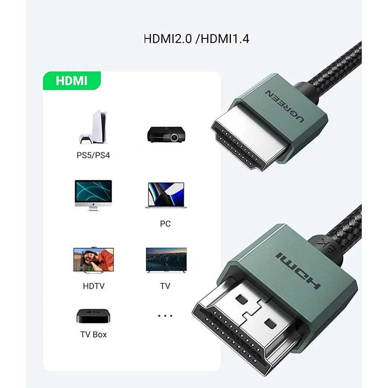 Ugreen 90384 2M Slim 8K Cáp HDMI chuẩn 2.1 bọc nhôm, bện dù HD155 — ảnh 3