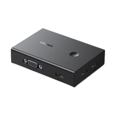 Ugreen 90490 1.5M Bộ chuyển tín hiệu 2 CPU dùng 1 Màn hình cổng VGA KVM Switch USB kèm 2 dây USB-B hổ trợ hot key CM572