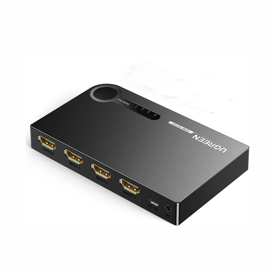 Ugreen 90800 4K60Hz Bộ gộp HDMI 2.0 3 vào 1 ra kèm cáp cấp nguồn USB-C dài 1M + remote cm598 — ảnh 1