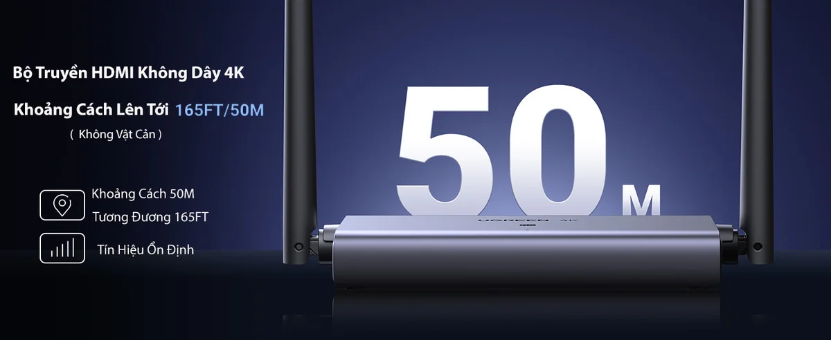 Ugreen 90909A 4k30hz băng tần 2.4g và 5g 1 bộ nhận và 1 bộ phát wireless HDMI không dây 4K 29497 CM586