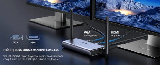 Ugreen 90909A 4k30hz băng tần 2.4g và 5g 1 bộ nhận và 1 bộ phát wireless HDMI không dây 4K 29497 CM586 — ảnh 4