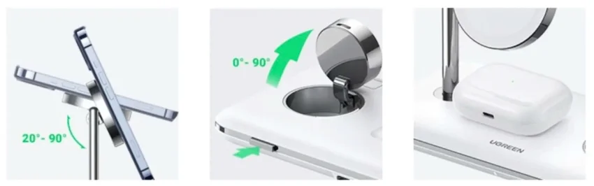 Ugreen CD278 – Đế Sạc Không Dây hít từ tính 3 in 1, công suất 25W