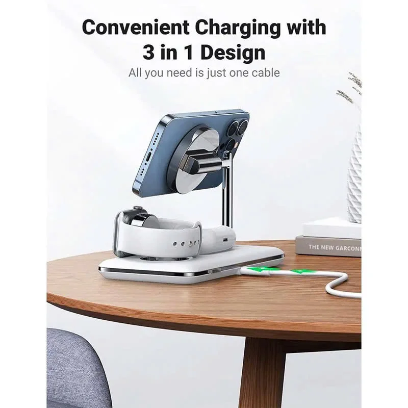 Ugreen CD278 – Đế Sạc Không Dây hít từ tính 3 in 1, công suất 25W