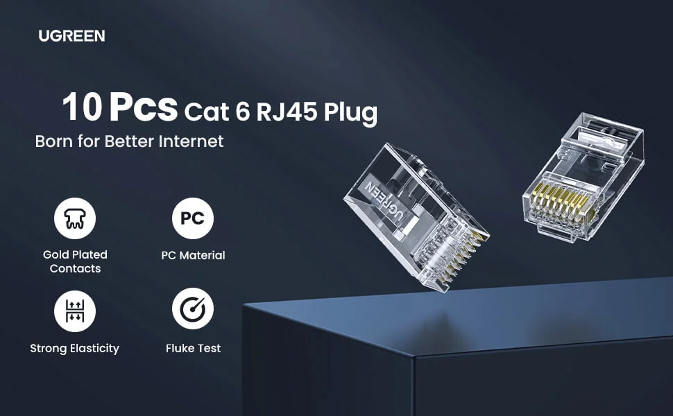 UGREEN RJ45 Network Connector for UTP Cat 5, Cat 5e 10pcs