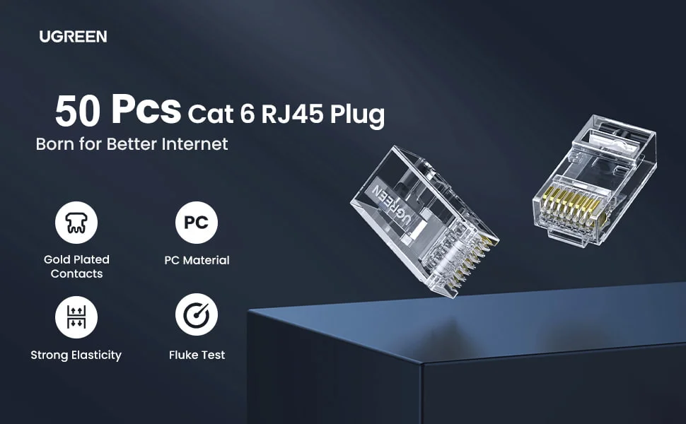 UGREEN RJ45 Network Connector for UTP Cat 5, Cat 5e 50pcs