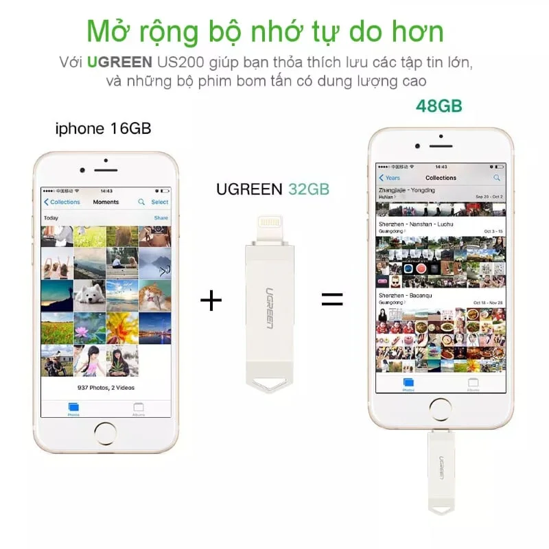 USB 32Gb Cổng USC2.0 Ổ Flash đầu lightning cho iPhone-iPad UGREEN US200 30616 — ảnh 6