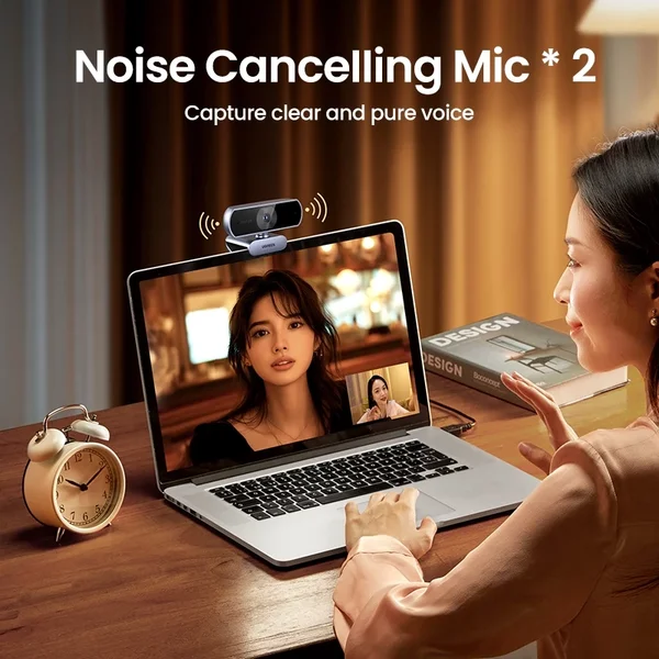 Webcam FullHD dùng cho máy vi tính cắm cổng USB màu đen và xanh Ugreen 25442 — ảnh 3