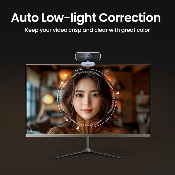 Webcam FullHD dùng cho máy vi tính cắm cổng USB màu đen và xanh Ugreen 25442