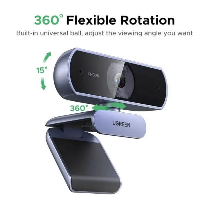 Webcam FullHD dùng cho máy vi tính cắm cổng USB màu đen và xanh Ugreen 25442 — ảnh 7