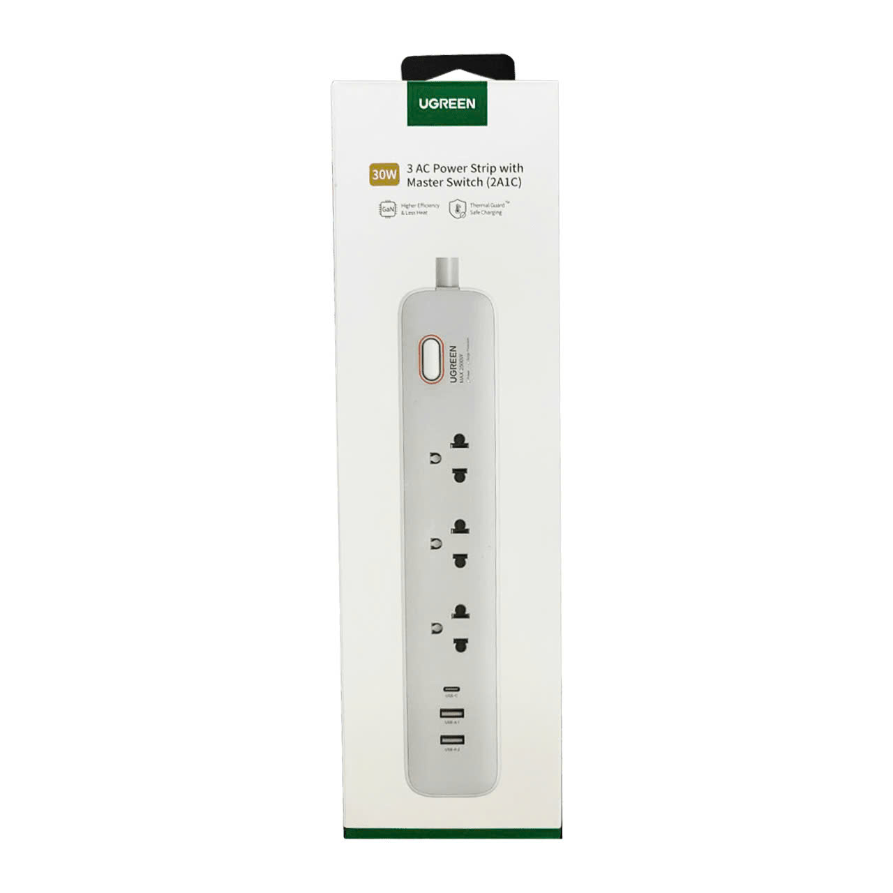 Ổ cắm điện đa năng UGREEN CD286 trạm sạc để bàn 30W, 1xUSB-C , 2 x USB-A Chân tròn (15143)