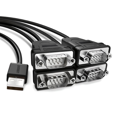 Dây chuyển đổi có chipset USB 2.0 sang 4 RS232 màu đen dài 1.5M Ugreen (30770)
